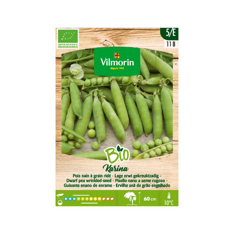 SEMILLAS BIO GUISANTE Enano Karina Vilmorin - Caja 96 g