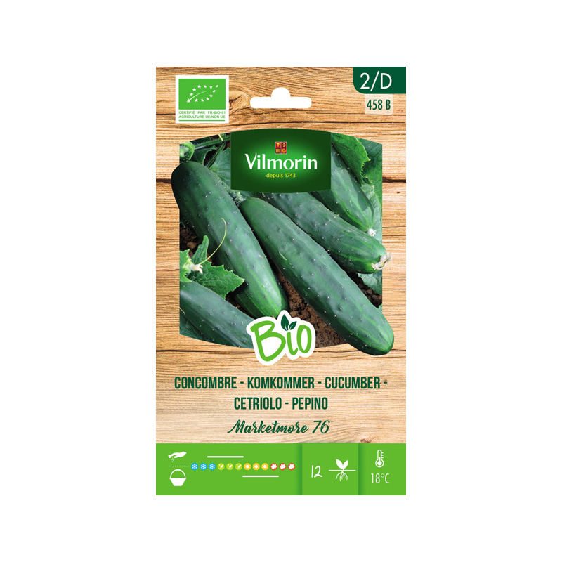 SEMILLAS BIO PEPINO Marketmore Vilmorin - Sobre 1 g