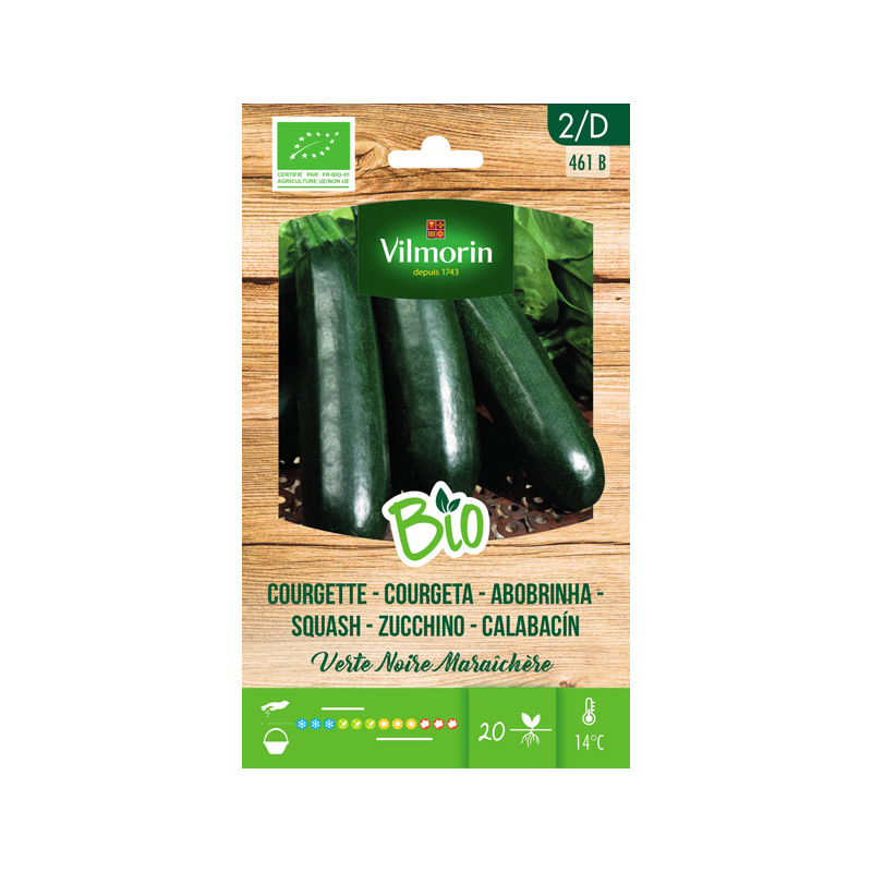 SEMILLAS BIO CALABACÍN Verde Negro Vilmorin - Sobre 4 g