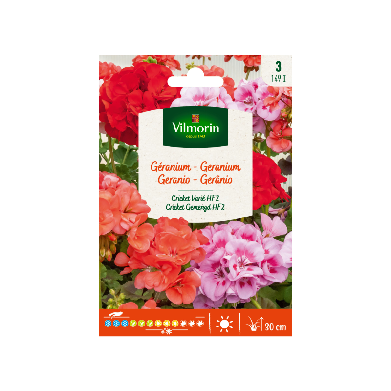 SEMILLAS GERANIO Cricket Variado HF2 Vilmorin - Sobre 0,3 g