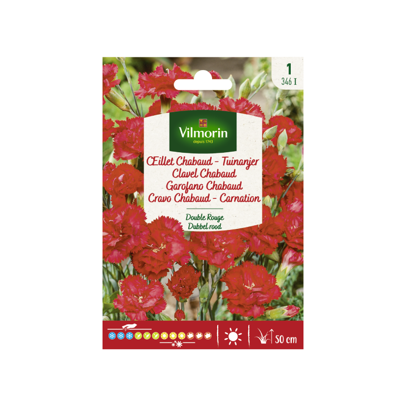 SEMILLAS CLAVEL Chabaud Doble Rojo Vilmorin - Sobre 0,6 g