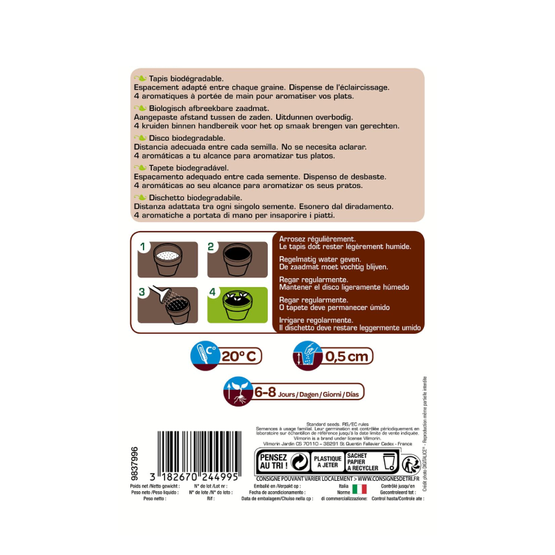 PACK 4 DISCOS SEMILLAS AROMÁTICAS Vilmorin - Ø 10 cm - Imagen 2