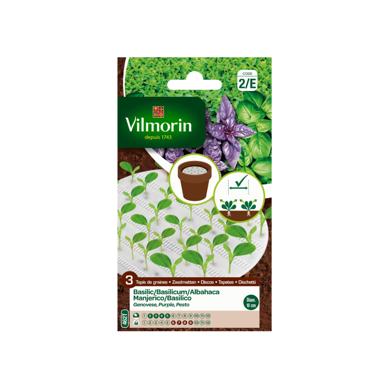 PACK 3 DISCOS SEMILLAS ALBAHACA Vilmorin - Ø 10 cm