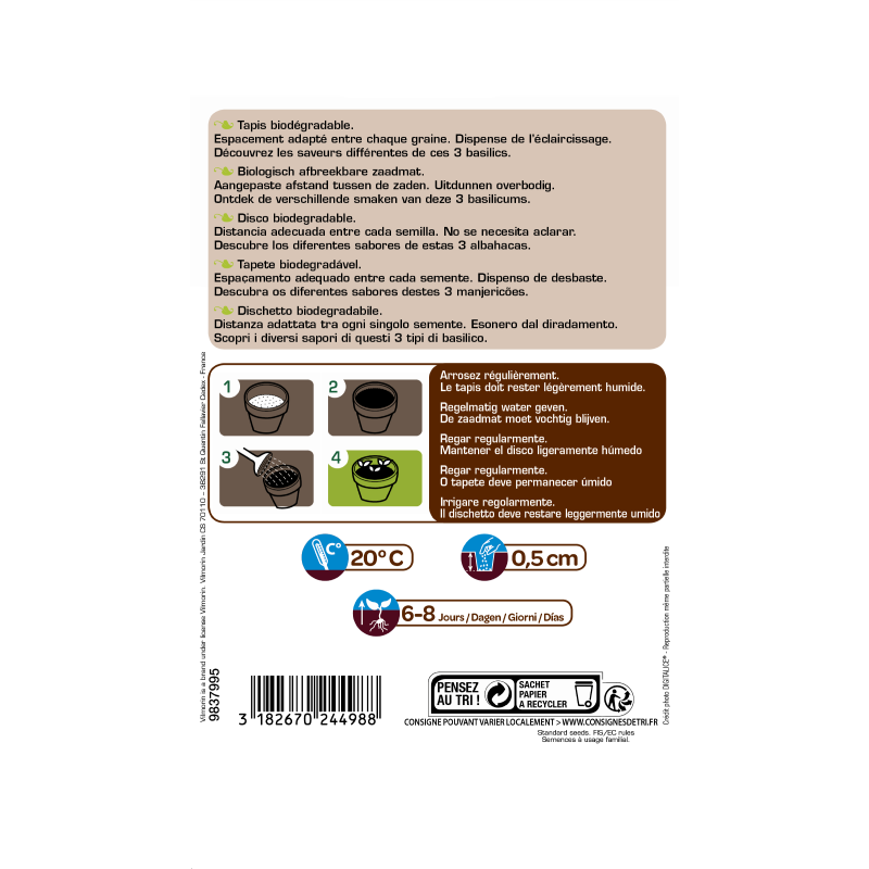 PACK 3 DISCOS SEMILLAS ALBAHACA Vilmorin - Ø 10 cm - Imagen 2