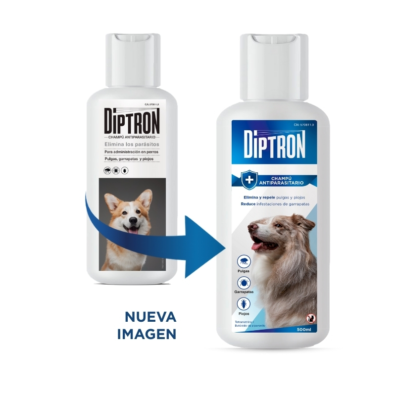 CHAMPÚ ANTIPARASITARIO Diptron Plus - Perros - 500 ml - Imagen 2