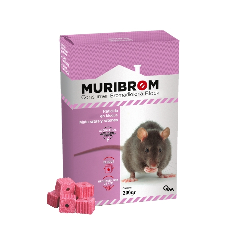 RATICIDA BLOQUE BROMADIOLONA Muribrom - Caja 200 g