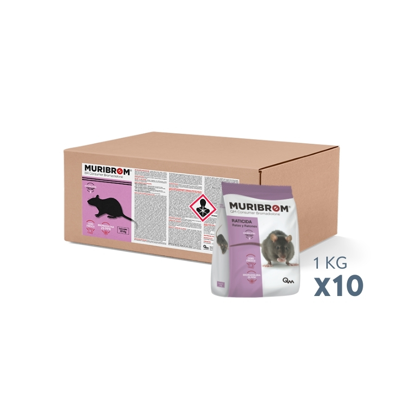 RATICIDA CEBO FRESCO BROMADIOLONA Muribrom - Caja 10 bolsas 1 kg
