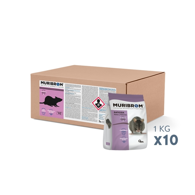 RATICIDA CEBO FRESCO BRODIFACOUM Muribrom - Caja 10 bolsas 1 kg