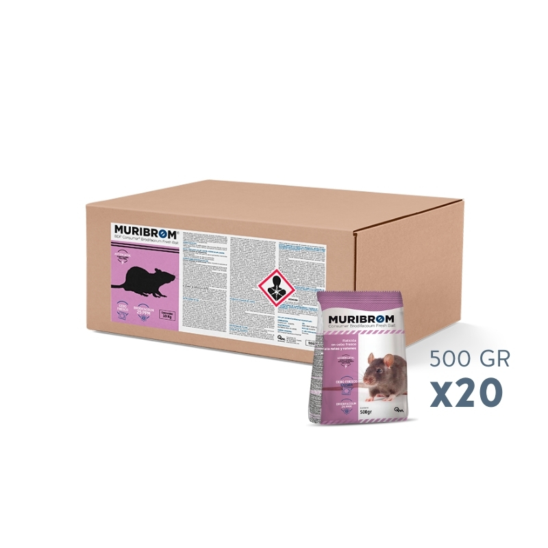 RATICIDA CEBO FRESCO BRODIFACOUM Muribrom - Caja 20 bolsas 500 g