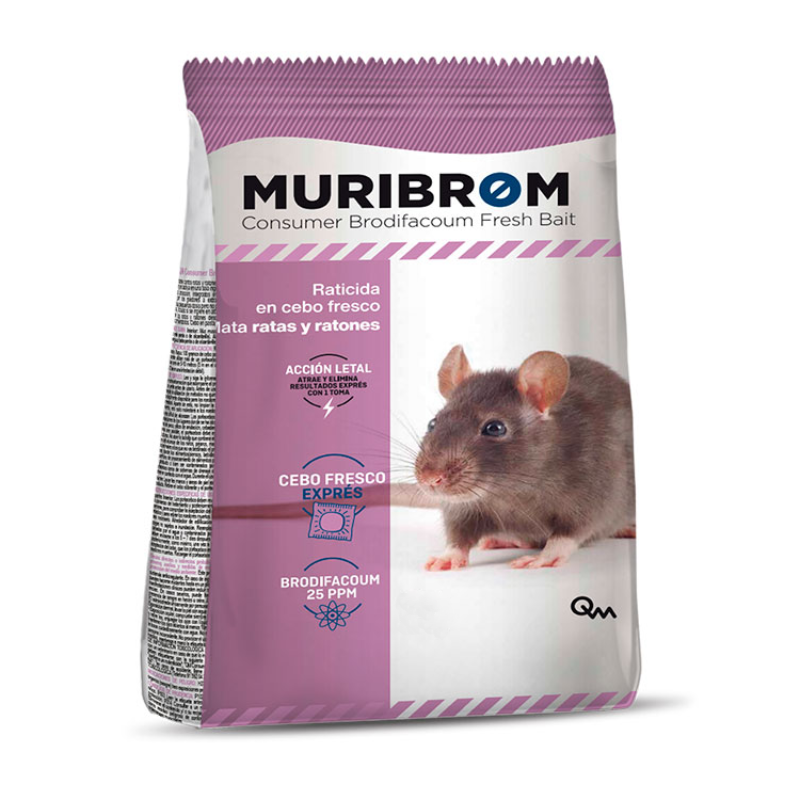 RATICIDA CEBO FRESCO BRODIFACOUM Muribrom - Caja 20 bolsas 500 g - Imagen 2