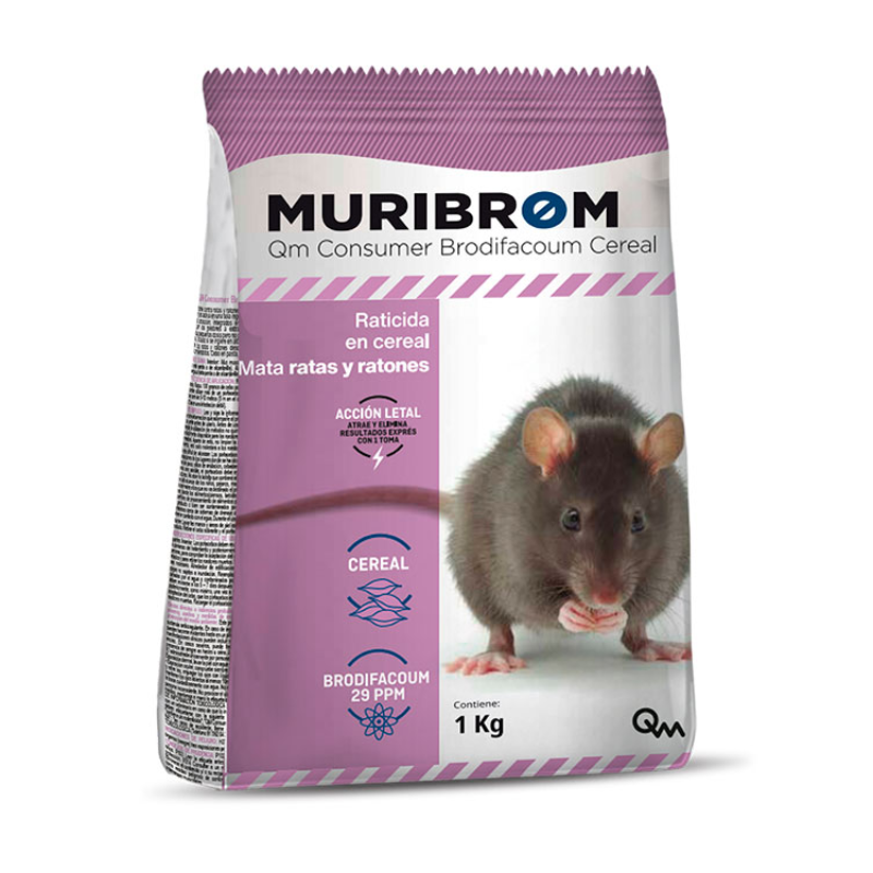 RATICIDA CEREAL BRODIFACOUM Muribrom - Caja 10 bolsas 1 kg - Imagen 2