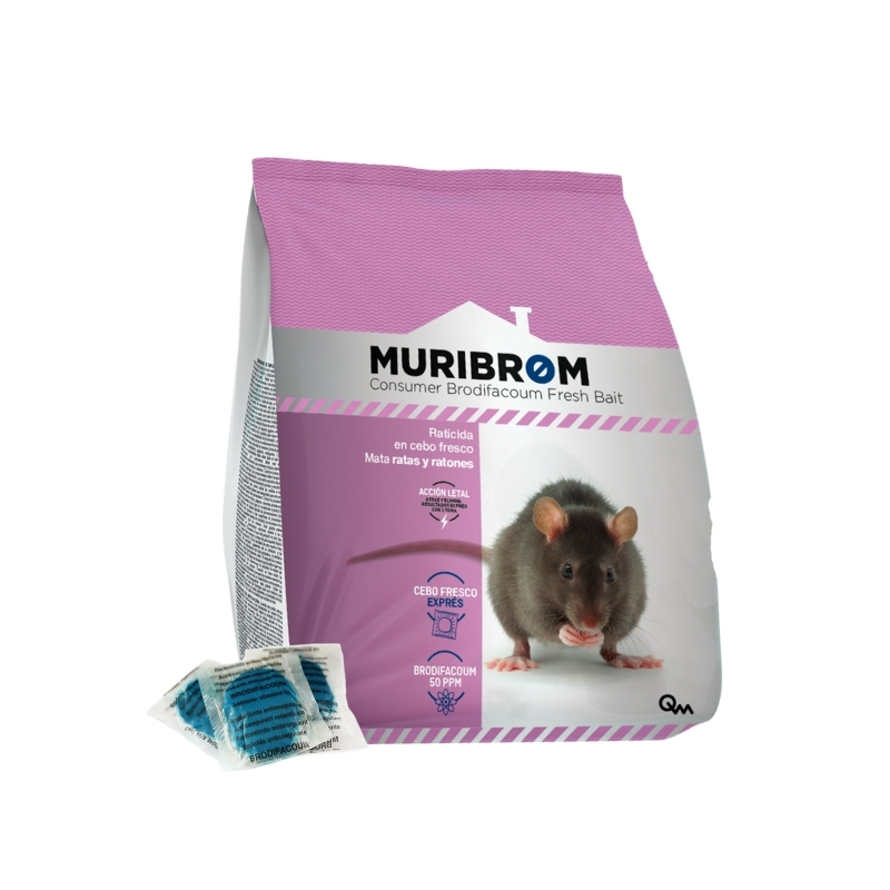 RATICIDA CEBO FRESCO BRODIFACOUM Muribrom - Pack 10 bolsas 100 g