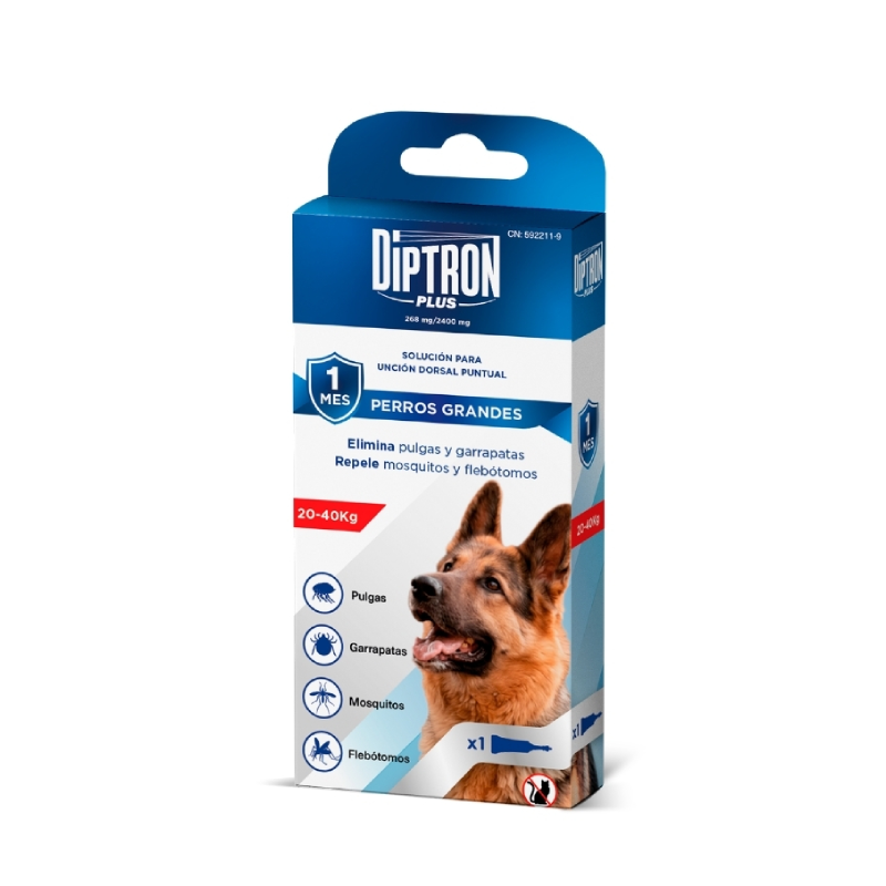 PIPETAS ANTIPARASITARIAS Diptron Plus - Perros grandes - 12 x 4,40 ml - Imagen 2