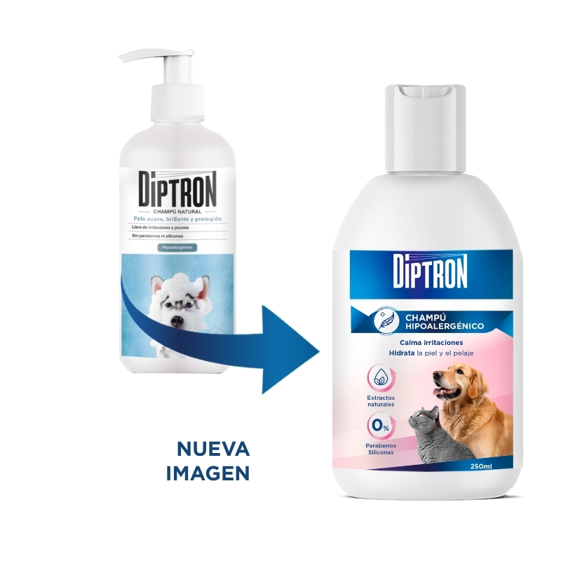 CHAMPÚ HIPOALERGÉNICO MASCOTAS Diptron Plus - 250 ml - Imagen 2