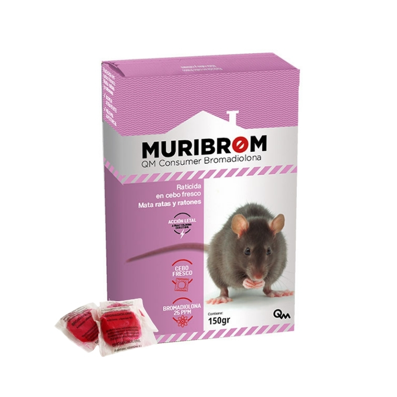 RATICIDA CEBO FRESCO BROMADIOLONA Muribrom - Caja 150 g