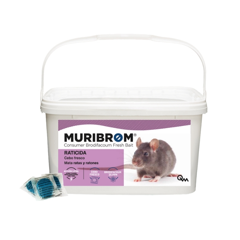 RATICIDA CEBO FRESCO BRODIFACOUM Muribrom - Cubo 3 kg