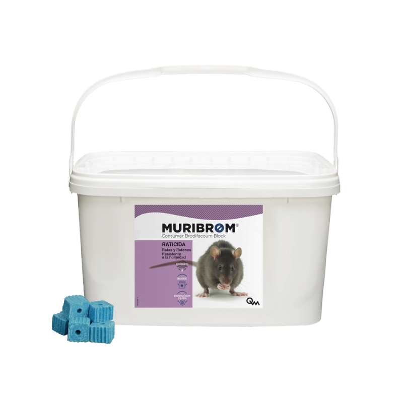 RATICIDA BLOQUE BRODIFACOUM Muribrom - Cubo 3 kg