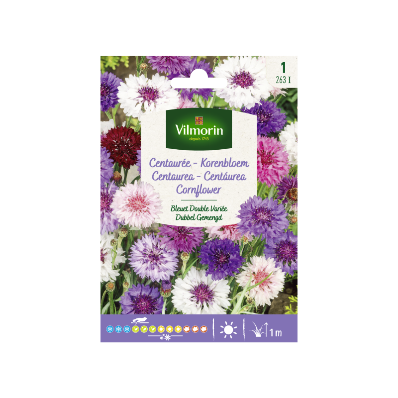 SEMILLAS CENTAUREA Azul Doble Variada Vilmorin - Sobre 2 g
