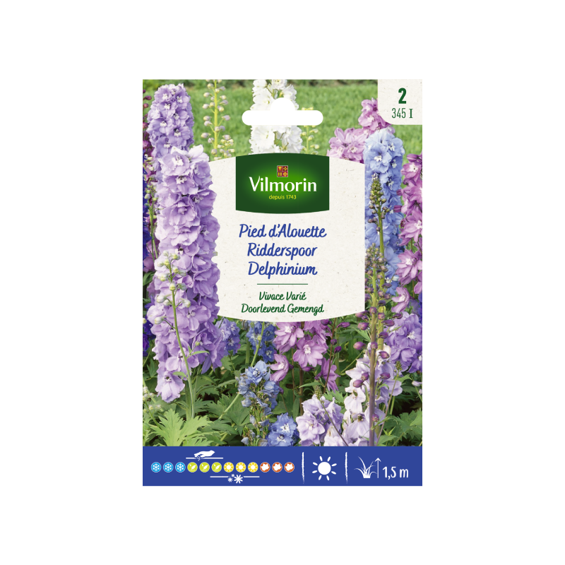 SEMILLAS DELPHINIUM Perenne Variado Vilmorin - Sobre 0,5 g