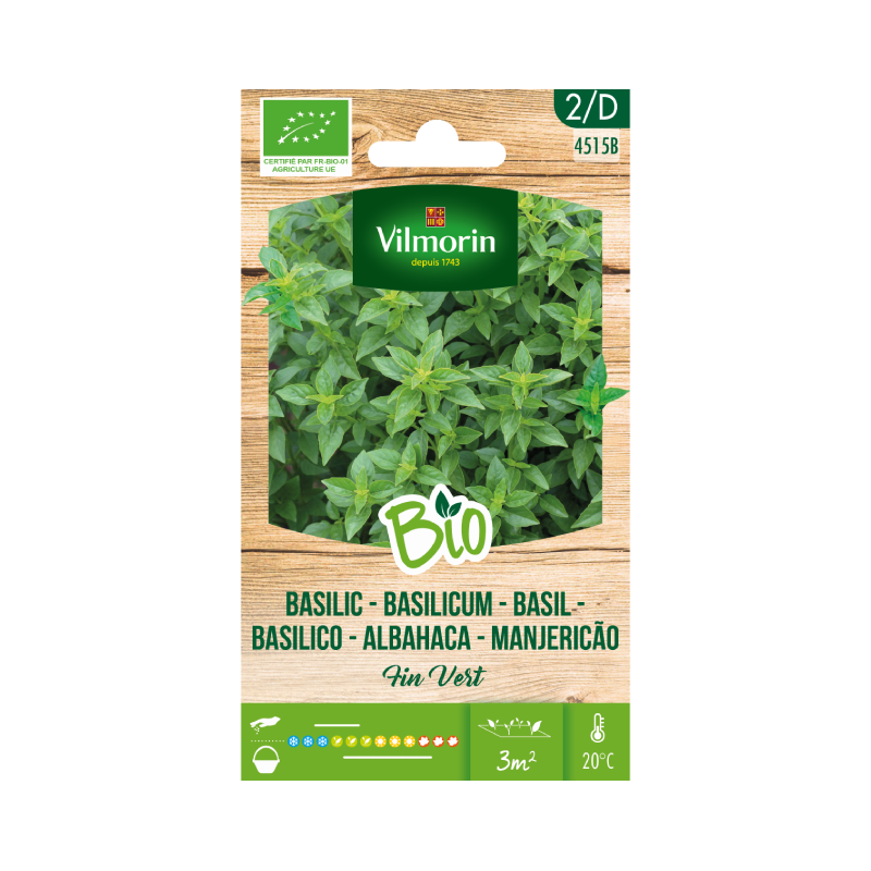SEMILLAS BIO ALBAHACA Fina Verde Vilmorin - Sobre 1 g
