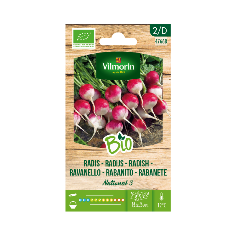 SEMILLAS BIO RABANITO National 3 Vilmorin - Sobre 8 g