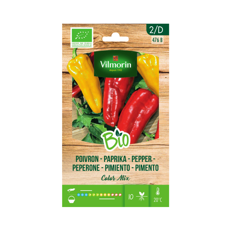 SEMILLAS BIO PIMIENTO Color Mix Vilmorin - Sobre 0,15 g