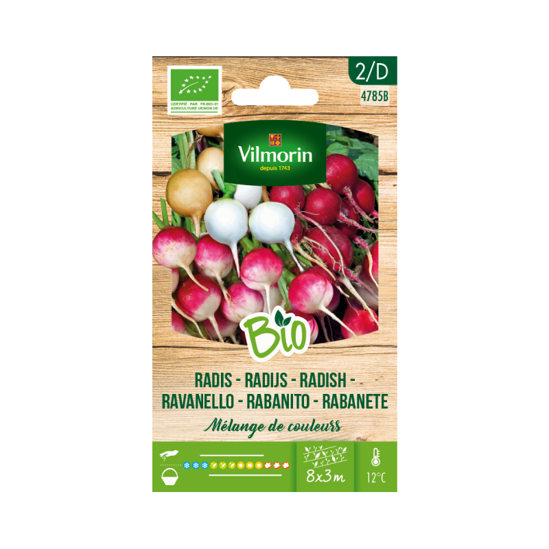 SEMILLAS BIO RABANITO Color Mix Vilmorin - Sobre 8 g