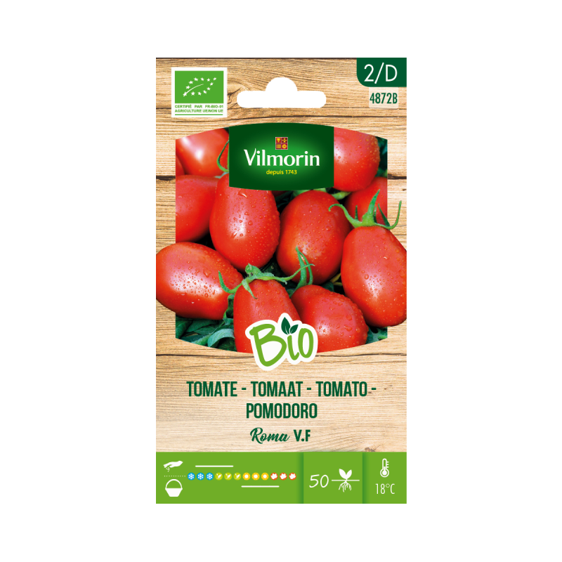 SEMILLAS BIO TOMATE Roma V.F Vilmorin - Sobre 0,5 g